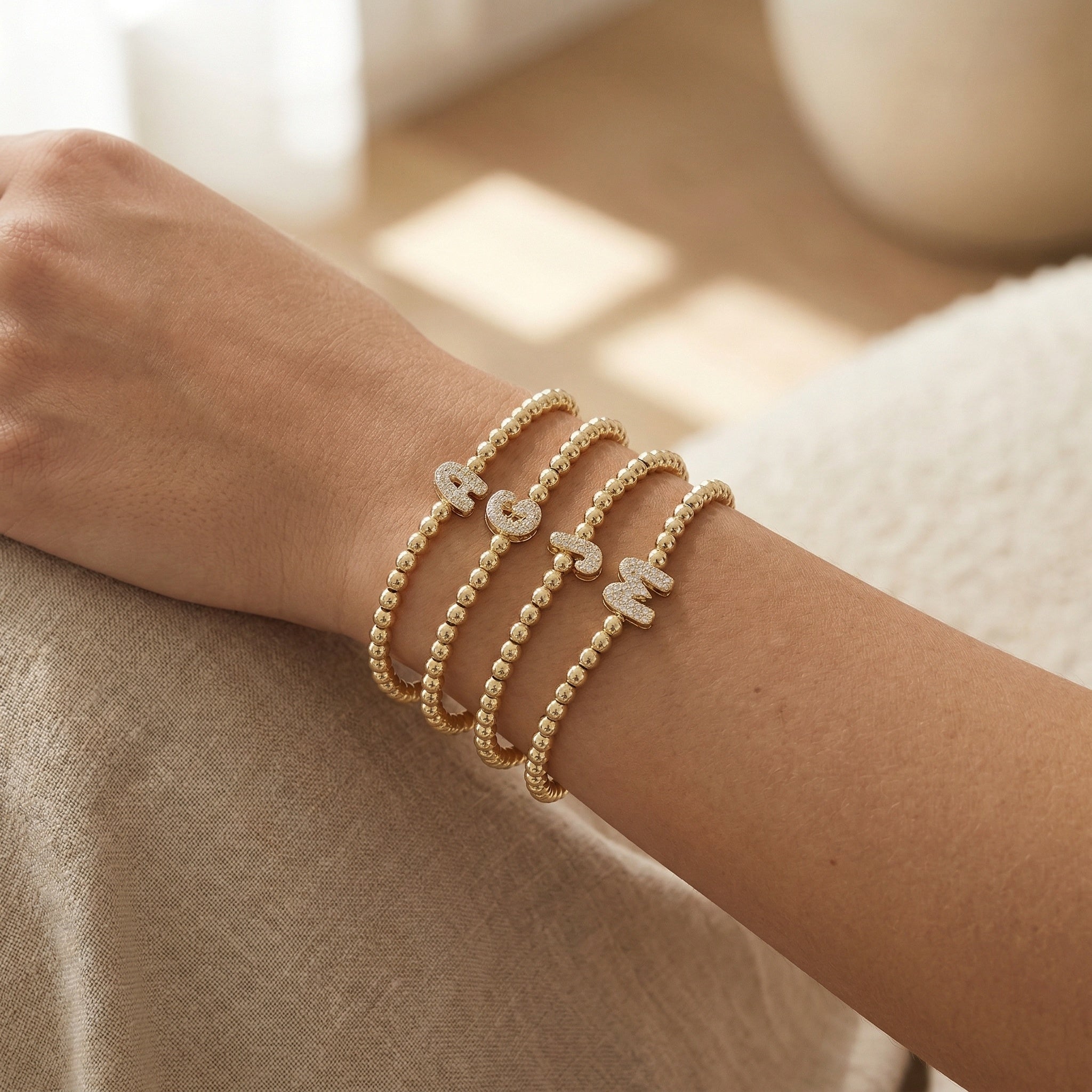 18ct Yellow gold Plated Initial Bracelet