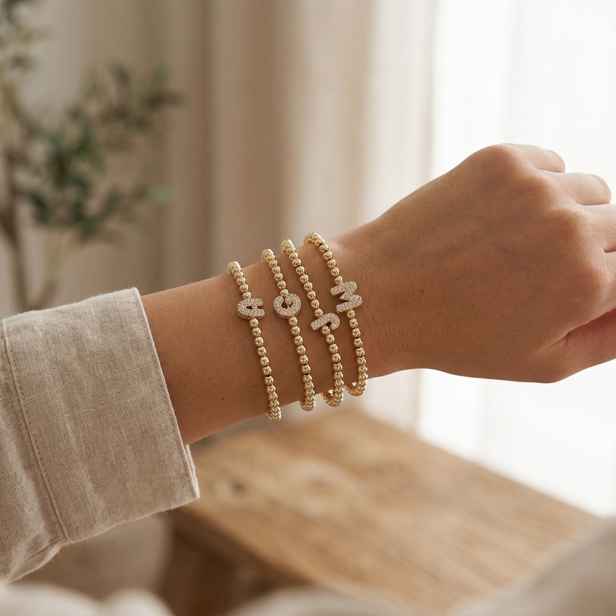 18ct Yellow gold Plated Initial Bracelet