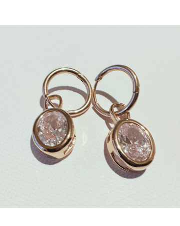 Abigail Stainless Steel Hoop Earrings with Dangling Gemstone