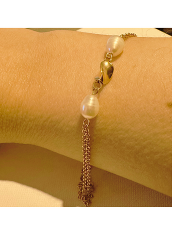 Therese Rose Gold Stainless Steel Bracelet with Pearls
