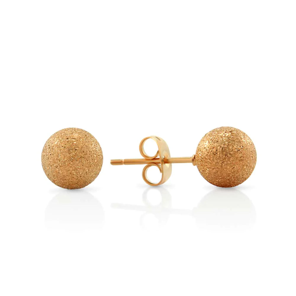 Kataleya Sandblasted Stud Ball Rose Gold Earrings