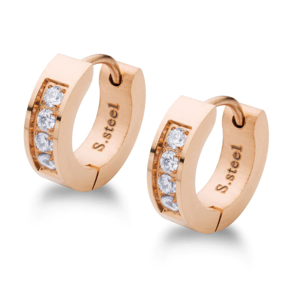 Berkley Sparkly CZ Rose Gold Hoop Earrings