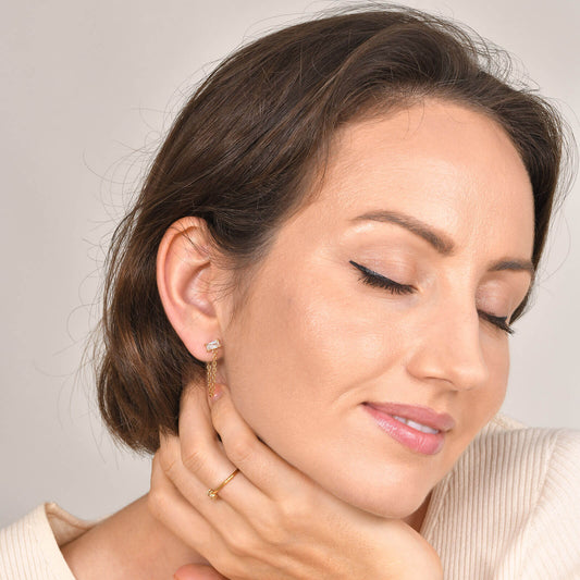 Stormy Zirconia Drop Chain Earrings
