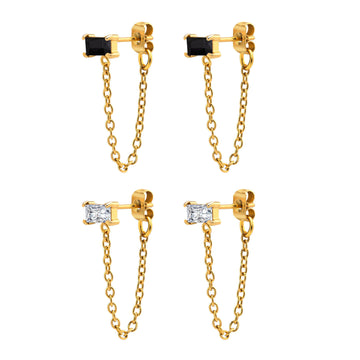 Stormy Zirconia Drop Chain Earrings