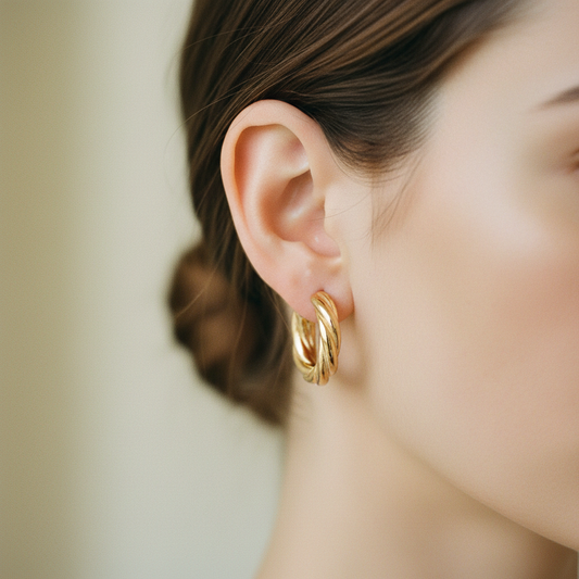 Emory Twist Hoop Gold Earrings – Modern Hoops | Blush&Co. - Blush & Co. Rose Gold Jewellery Australia