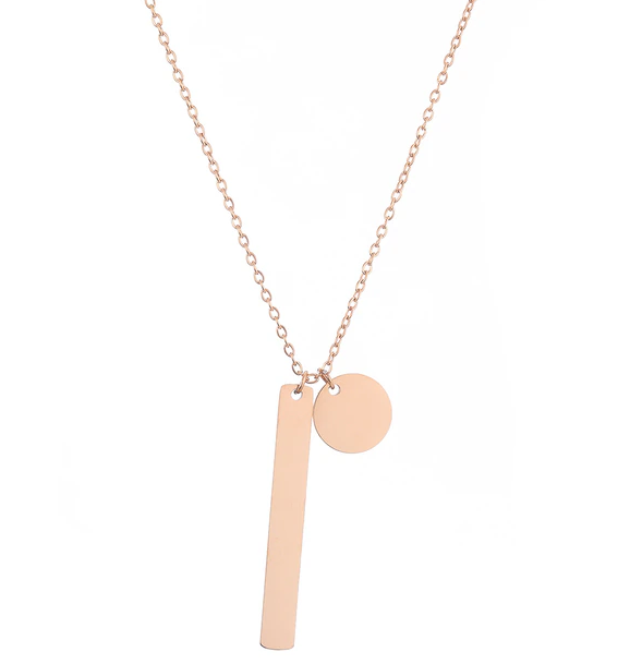 Madeline Bar and Round Pendant Rose Gold Necklace
