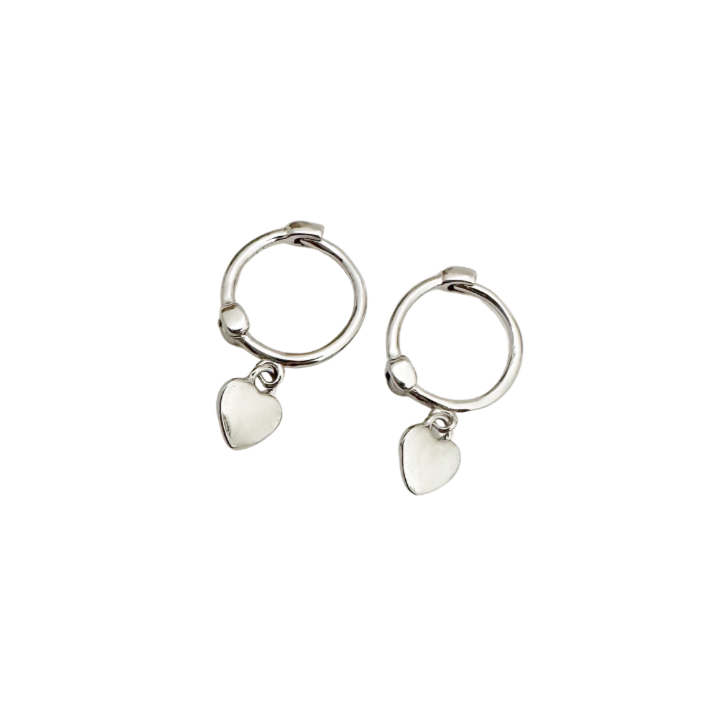 Mini Heart Silver Huggie Earrings