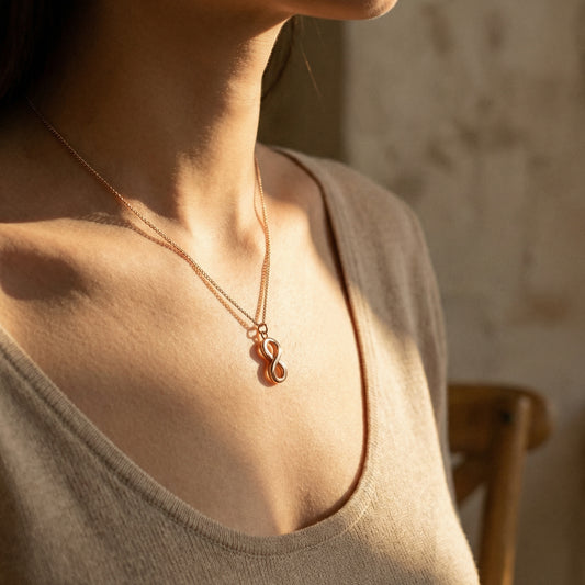 Lena Infinity Rose Gold Necklace – Symbolic Jewellery | Blush&Co. - Blush & Co. Rose Gold Jewellery Australia
