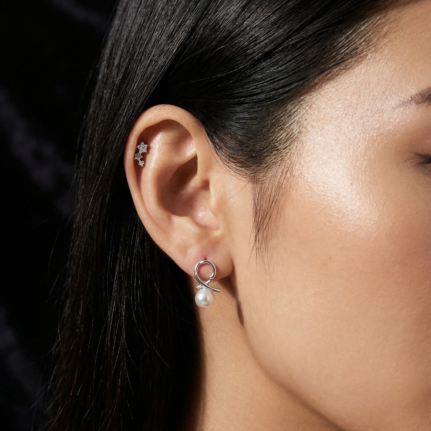 Olivia Pearl Silver Stud Earrings