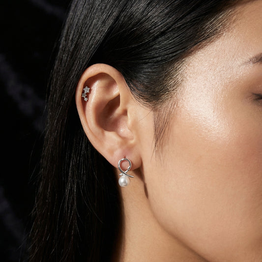 Olivia Pearl Silver Stud Earrings - Blush & Co. Rose Gold Jewellery Australia