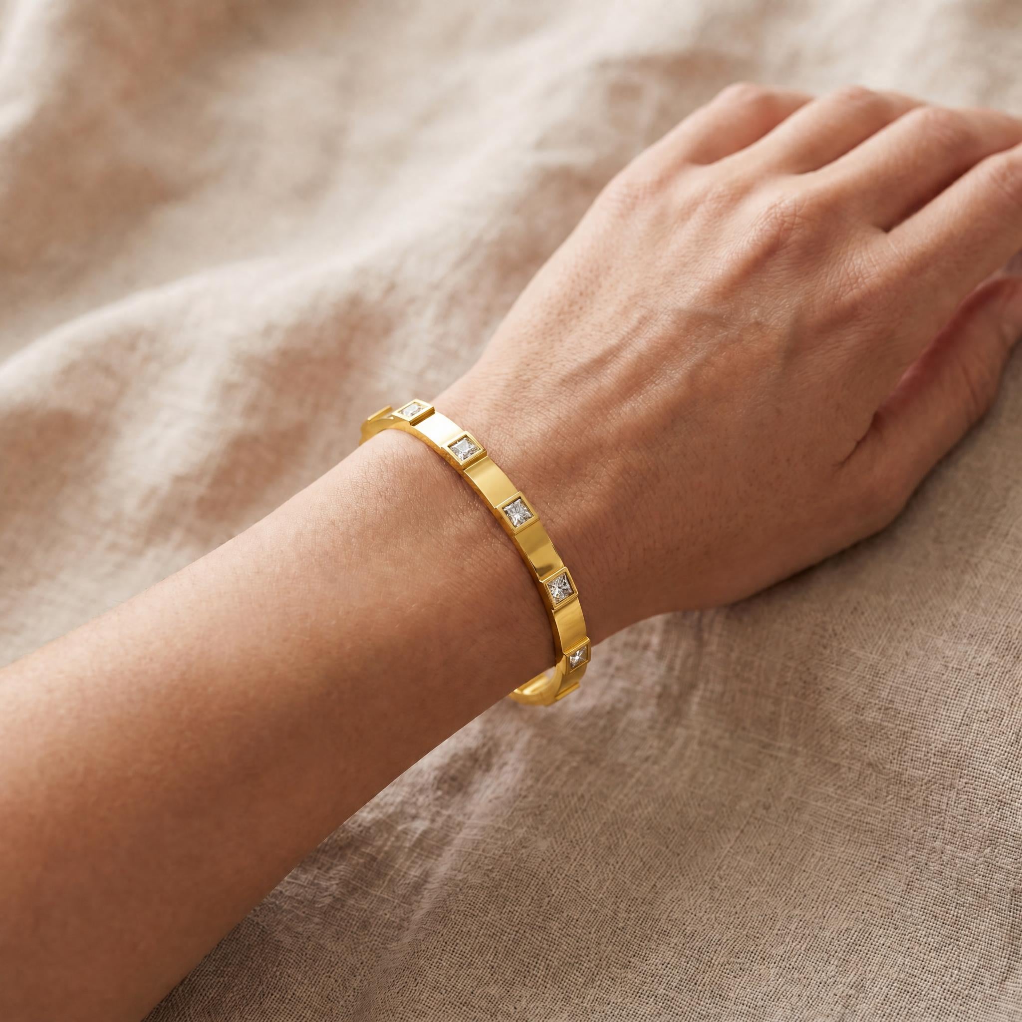Bridgette Bracelet – Gold Crystal Bangle | Blush&Co. - Blush & Co. Rose Gold Jewellery Australia