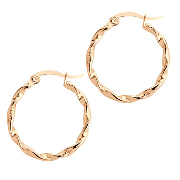 Nyla Twisted Hoop Clip Back Rose Gold Earrings