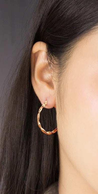 Nyla Twisted Hoop Clip Back Rose Gold Earrings
