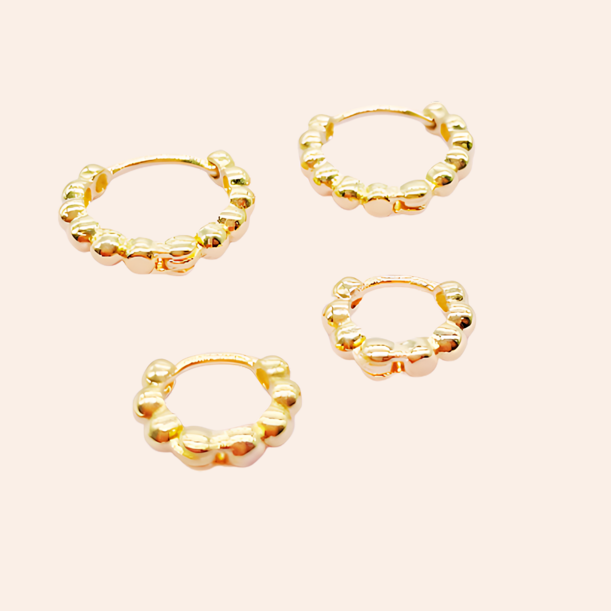 Peony Gold Filled Tiny Bead Clicker Hoops | Elegant Earrings