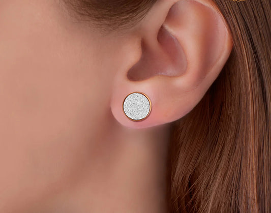 Roselyn 2-tone Round Circle Rose Gold Stud Earrings