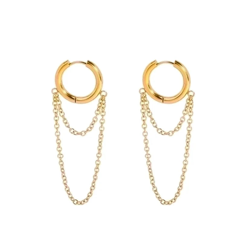 Pepper Simple Drop Chain Hoop Earrings