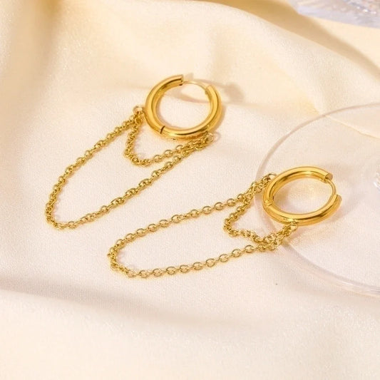 Pepper Simple Drop Chain Hoop Earrings