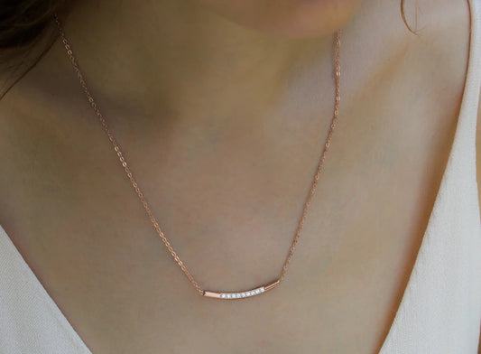 Milena Zirconia Horizontal Rose Gold Necklace