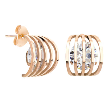 Zayla Grid Rose Gold Stud Earrings