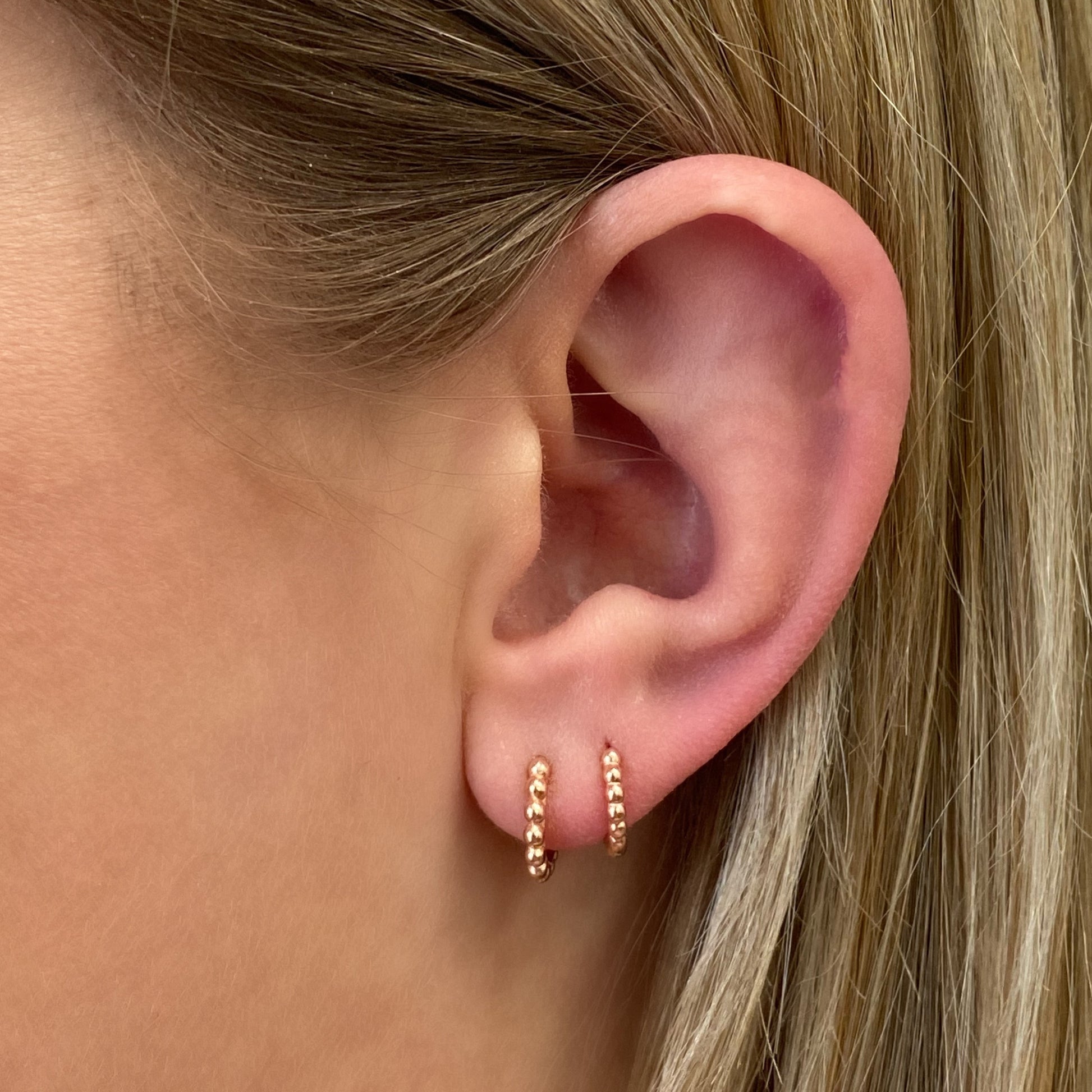Beaded Rose Gold Huggie Earrings - Blush & Co.