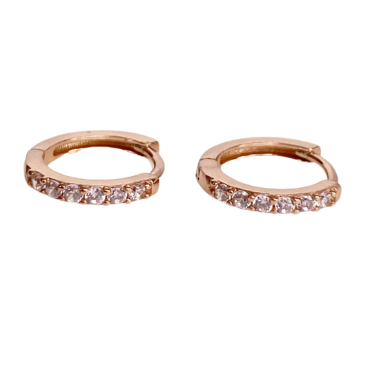 Mila Cubic Zirconia Huggie Earrings - Pink - Blush & Co.