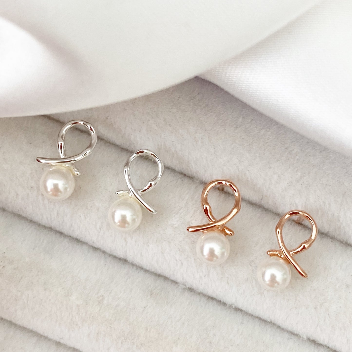 Olivia Pearl Stud Earrings - Silver - Blush & Co.