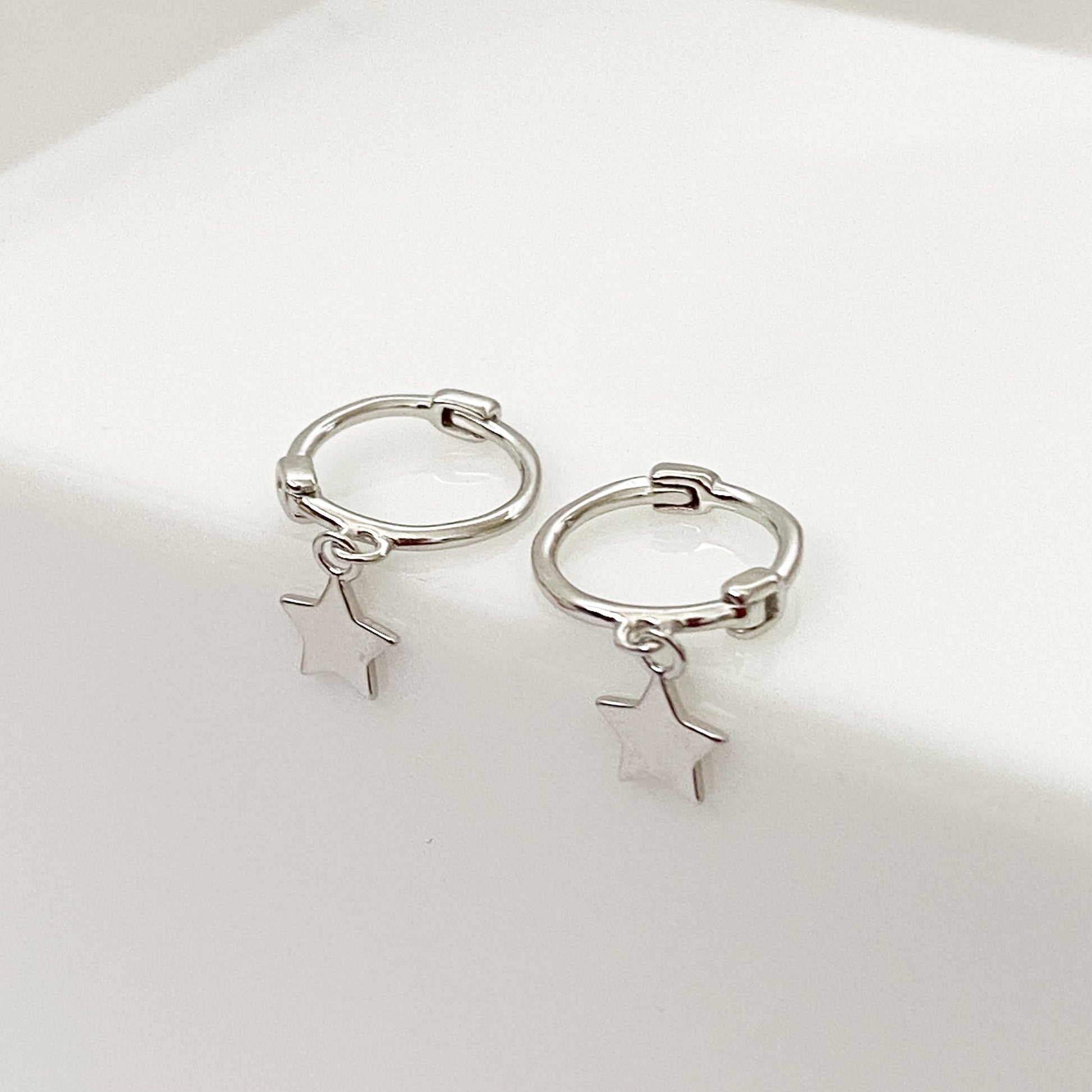 Mini Star Huggie Earrings - Silver - Blush & Co.