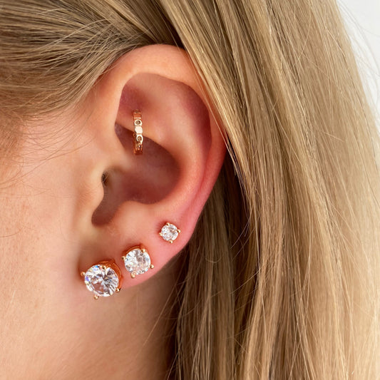 Cubic Zirconia Stud Earrings - Silver - Blush & Co.