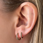Cubic Zirconia Rose Gold Huggie Hoops - Emerald  ** PRE ORDER ** - Blush & Co.