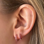 Cubic Zirconia Rose Gold Huggie Hoops - Ruby  ** PRE ORDER ** - Blush & Co.