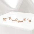 Mini Zirconia Bar Stud Earrings - Rose Gold - Blush & Co.