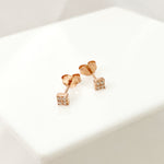 Mini Zirconia Square Stud Earrings - Rose Gold - Blush & Co.