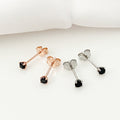 Mia Black Zirconia Stud Earrings - Silver - Blush & Co.