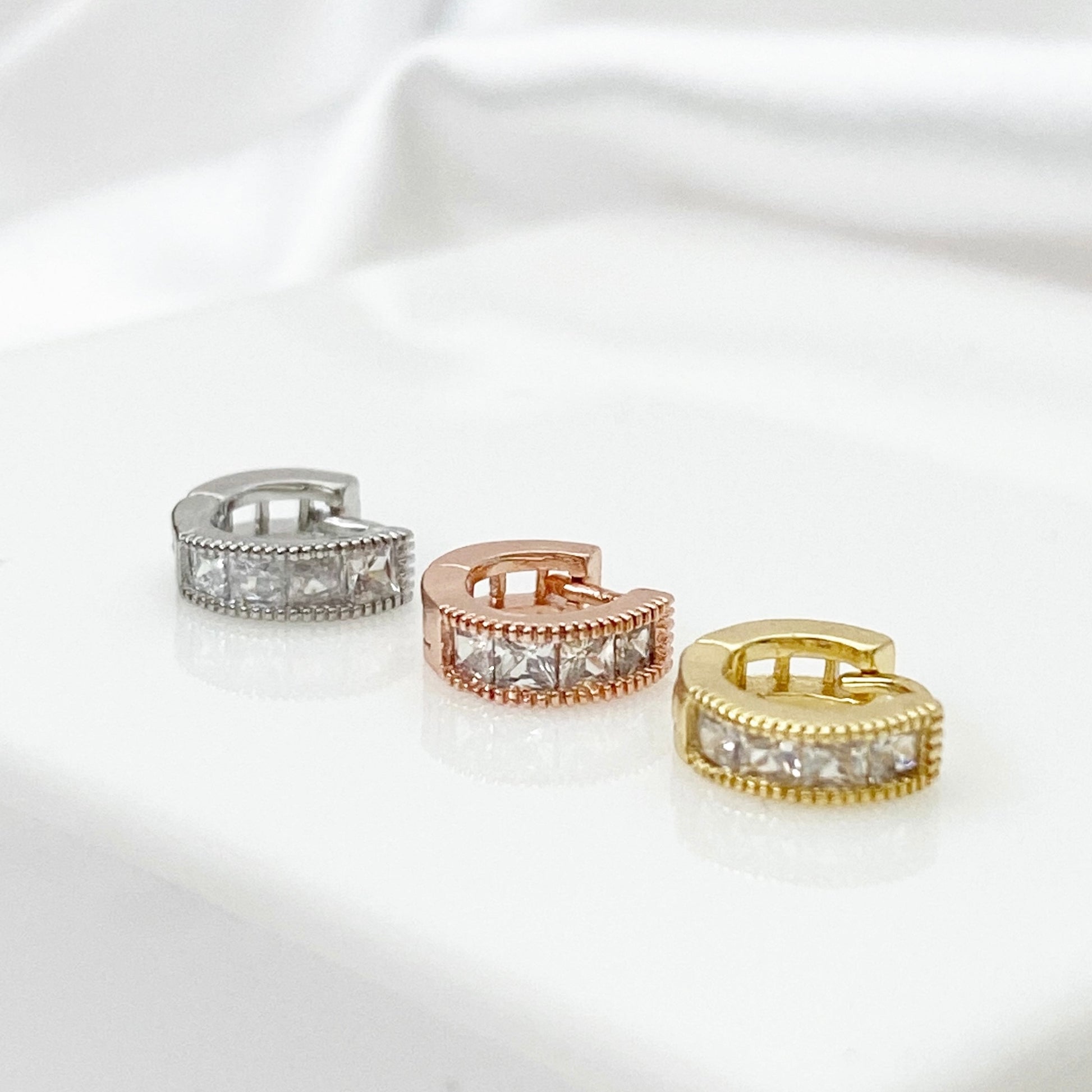Tiny Zirconia Huggie Earring - Silver - Blush & Co.