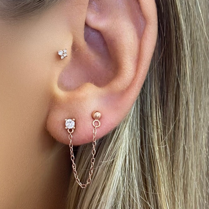 Chain Gold Cartilage Barbell Rose Gold Gold Piercings Piper Chain