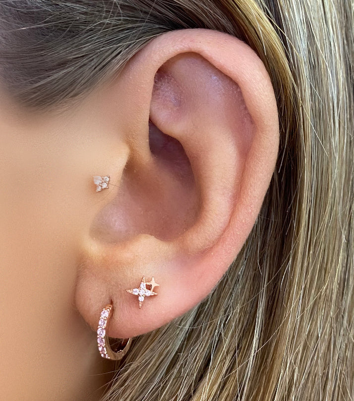 Mila Cubic Zirconia Huggie Earrings - Pink - Blush & Co.