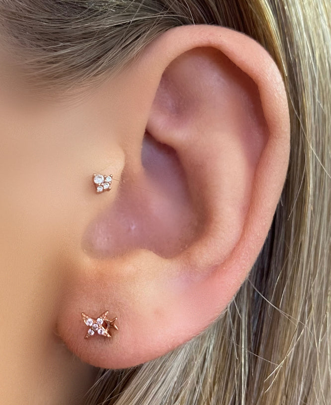 Mila Double Star Stud Earrings - Pink - Blush & Co.