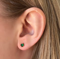 Cubic Zirconia Rose Gold Stud Earrings - Emerald - Blush & Co.