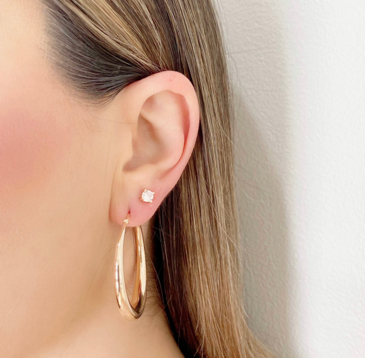 Cubic Zirconia Stud Earrings - Rose Gold - Blush & Co.