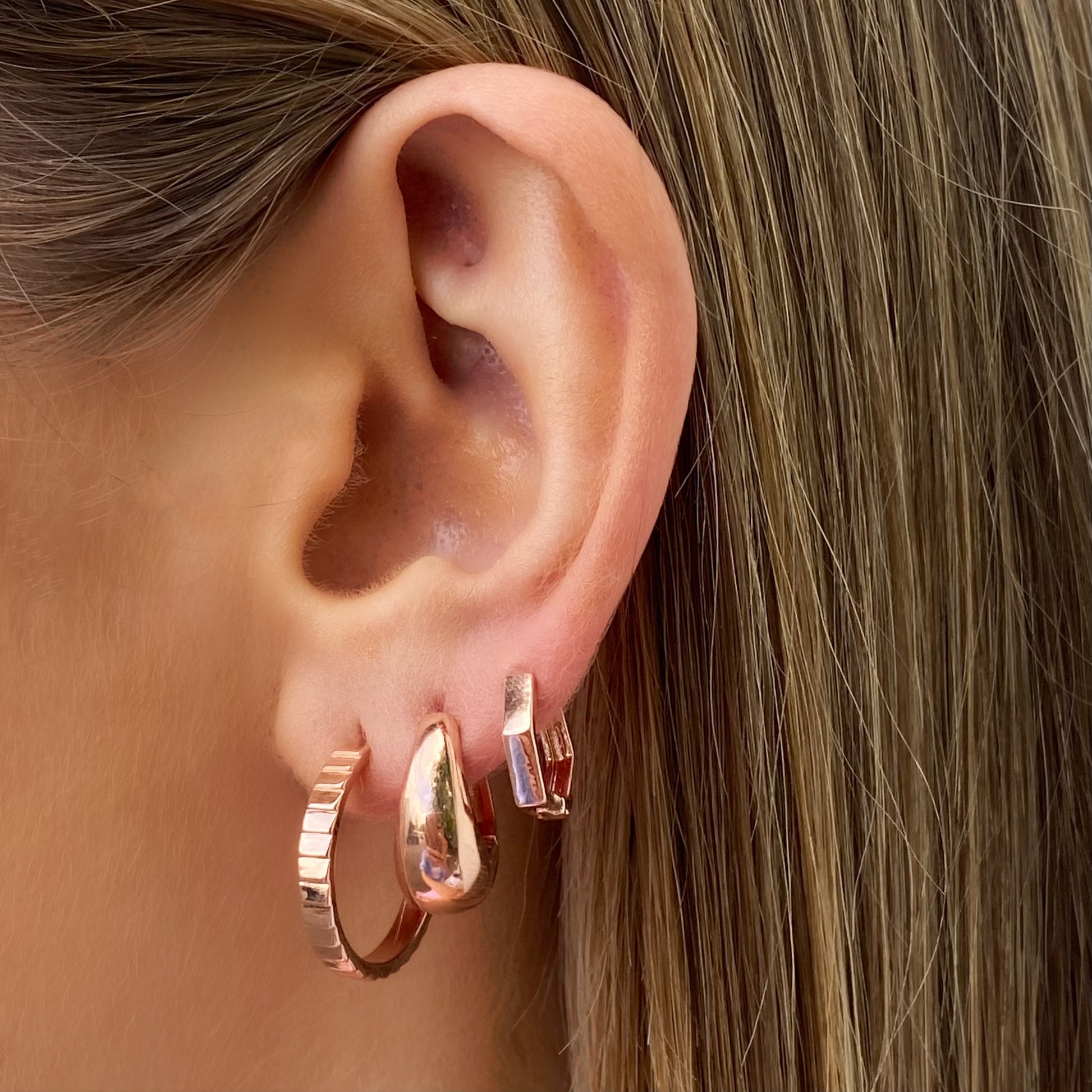 Geometric Huggie Earrings - Rose Gold - Blush & Co.