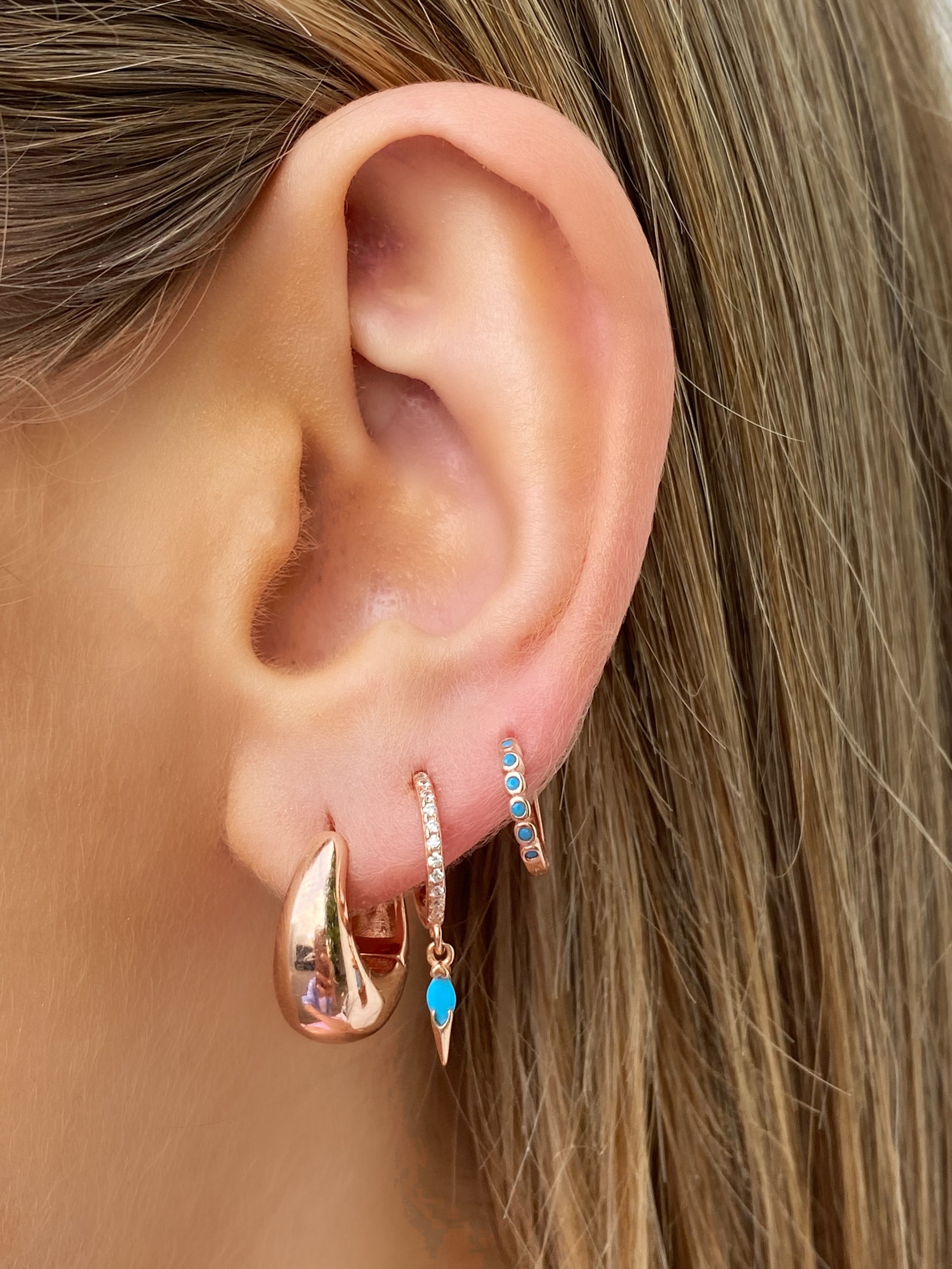 Sia Turquoise Drop Huggies - Blush & Co.