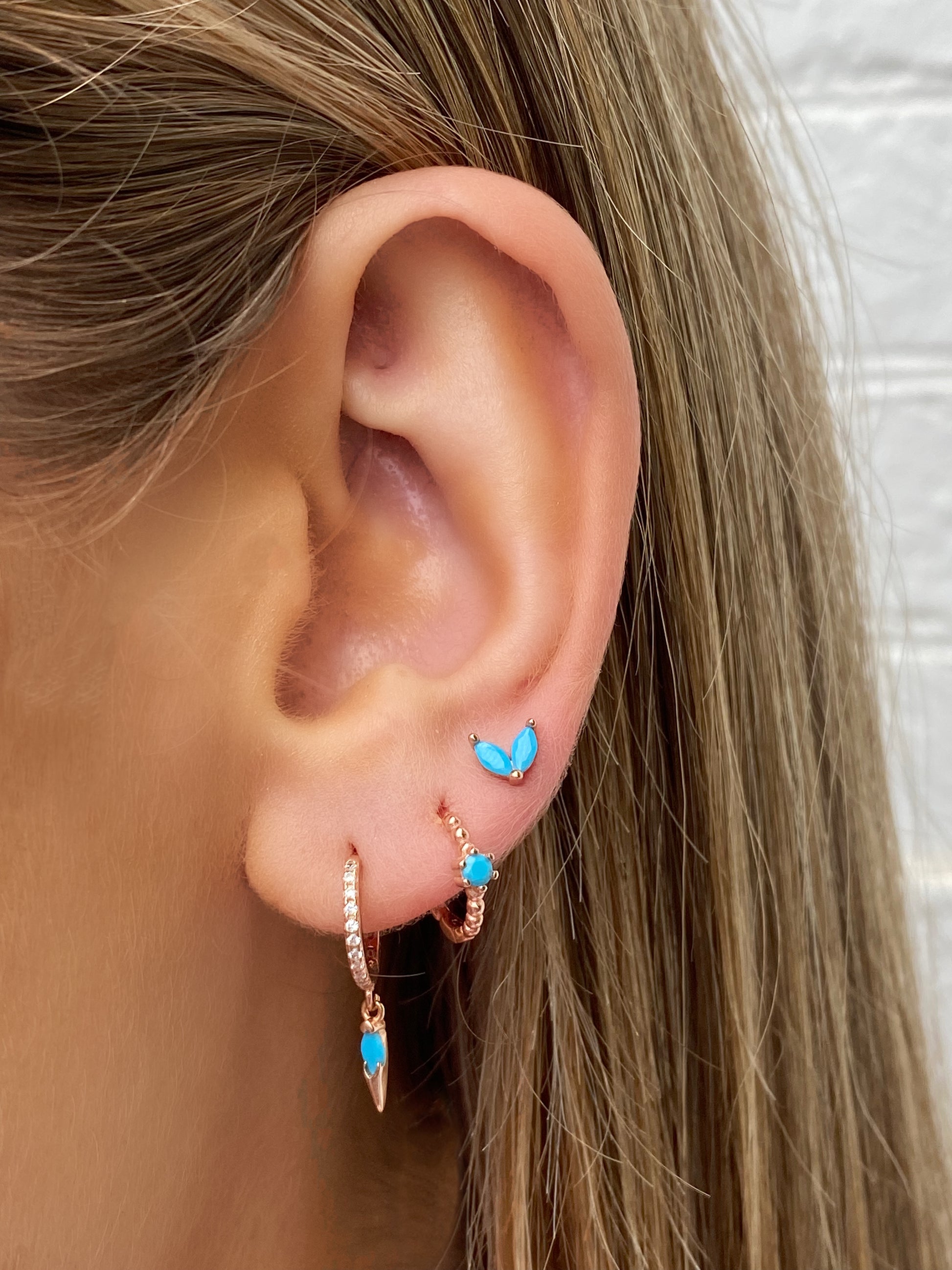 Rose gold turquoise earrings sales