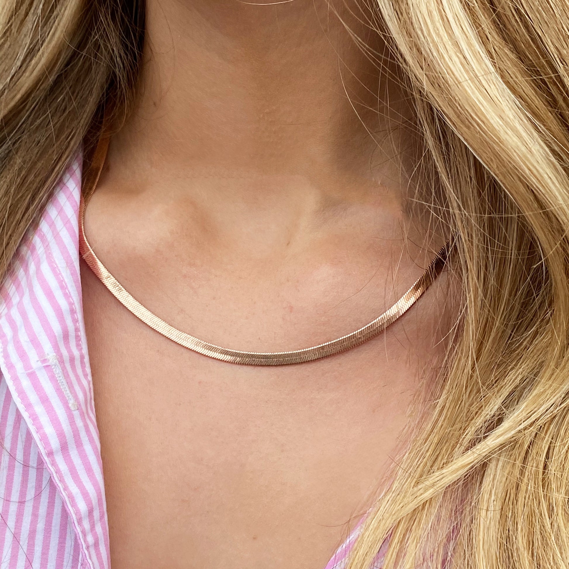Rose gold herringbone chain hot sale