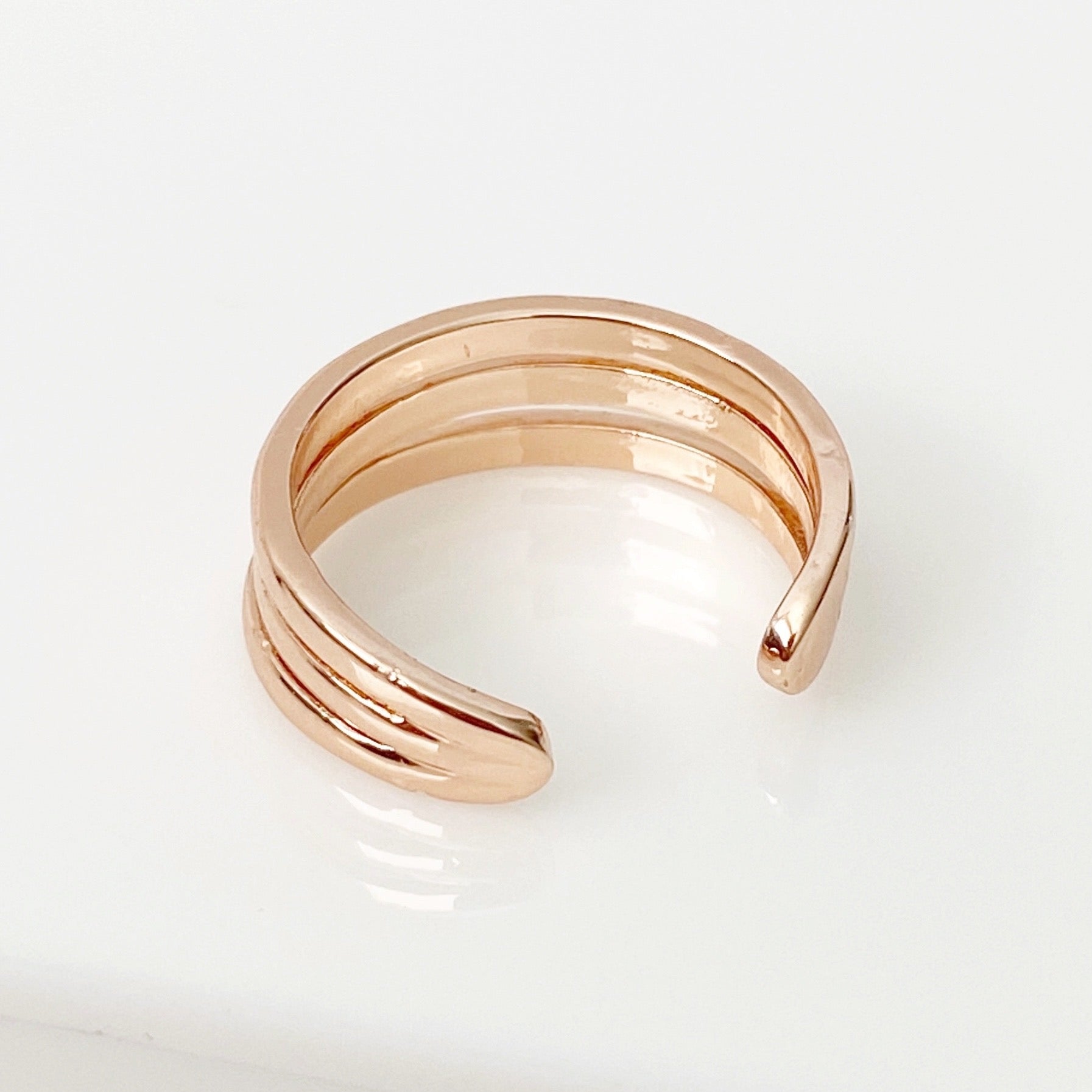 Three Band Rose Gold Toe Ring - Blush & Co.