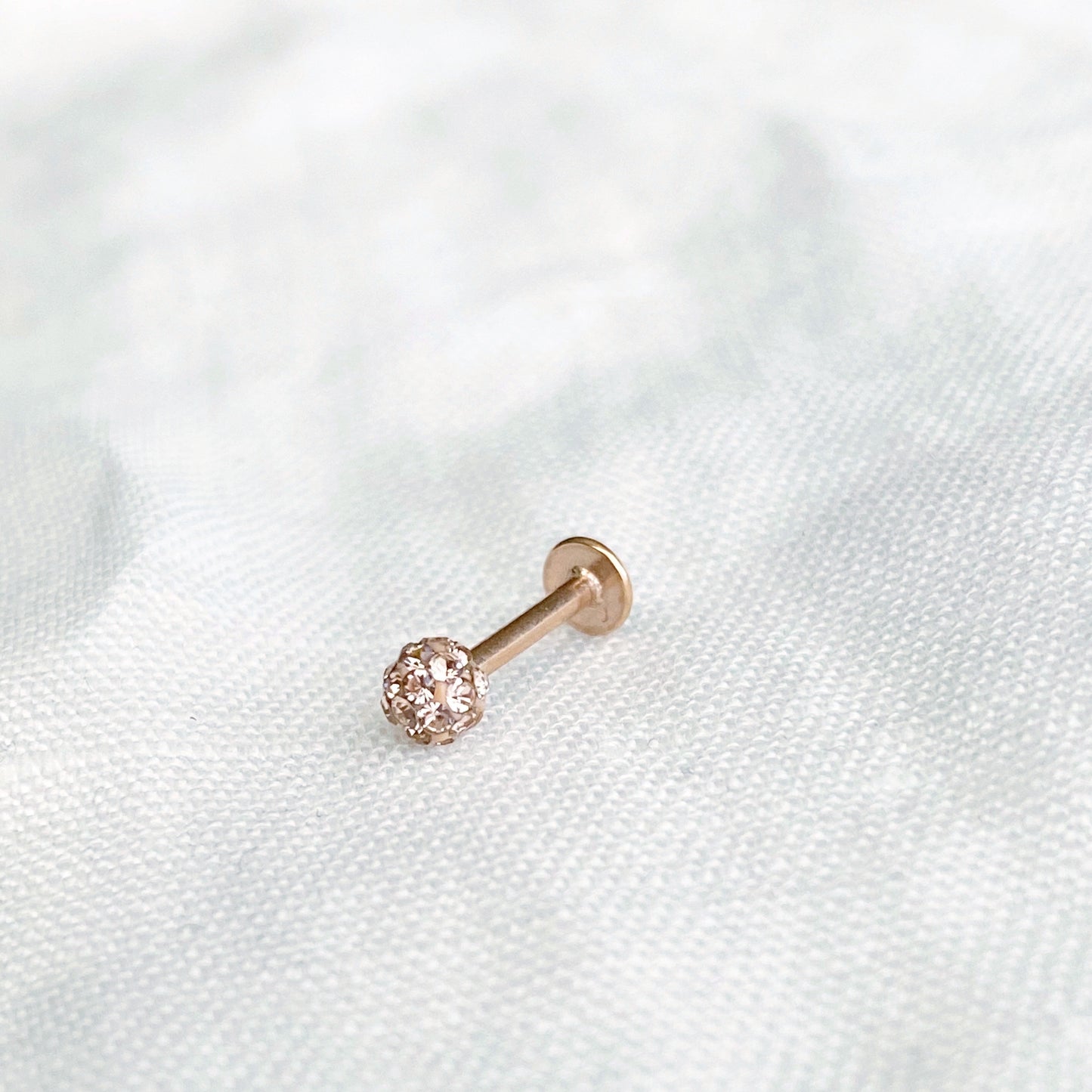 Tiny Crystal Ball Flat Back Stud Earring - Rose Gold - Blush & Co.
