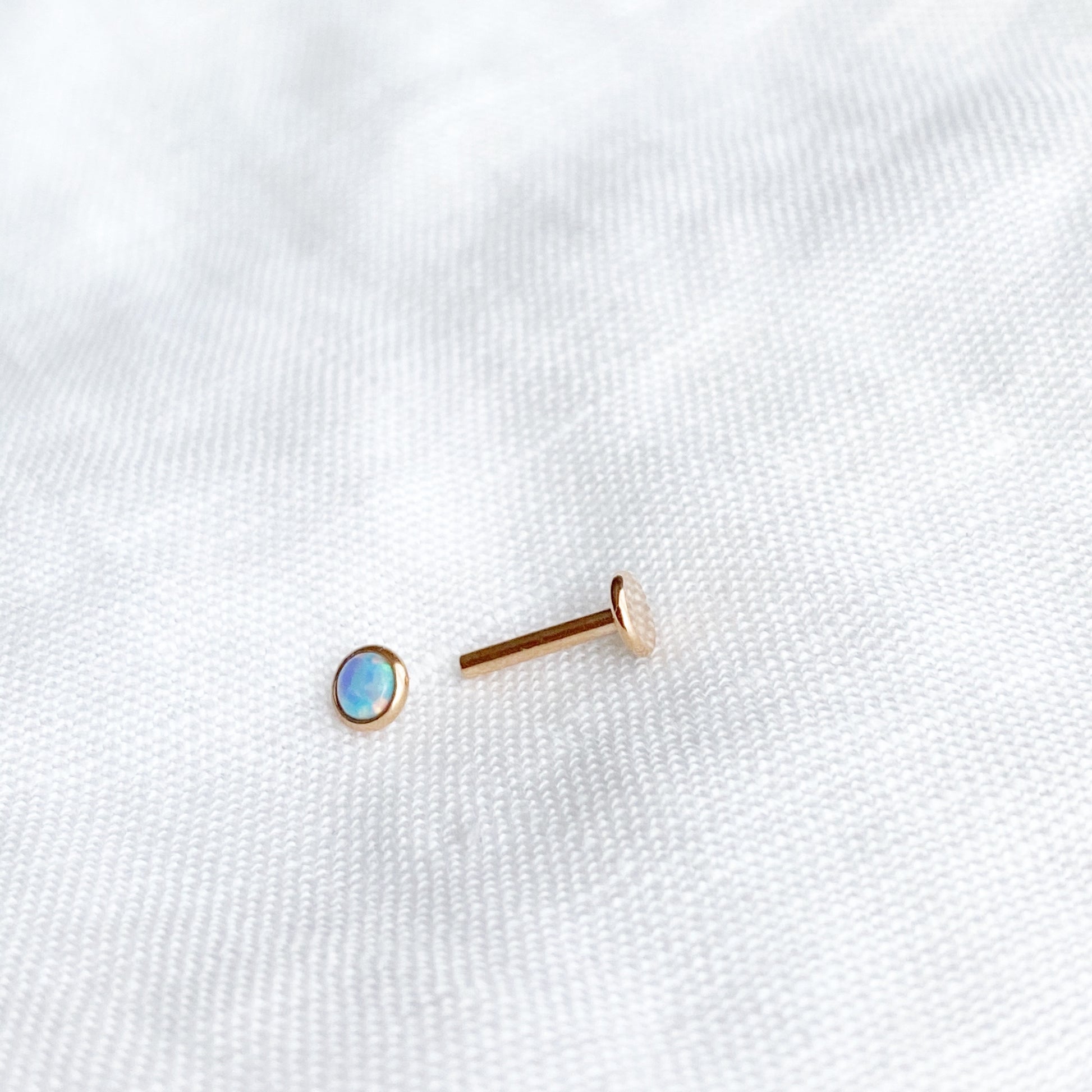 Tiny Opal Flat Back Stud Earring - Rose Gold - Blush & Co.