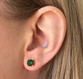 Cubic Zirconia Rose Gold Stud Earrings - Emerald - Blush & Co.