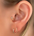 Tiny Flower Rose Gold Crystal Huggie Earring - Blush & Co.