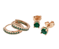 Cubic Zirconia Rose Gold Stud Earrings - Emerald - Blush & Co.