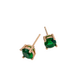 Cubic Zirconia Rose Gold Stud Earrings - Emerald - Blush & Co.